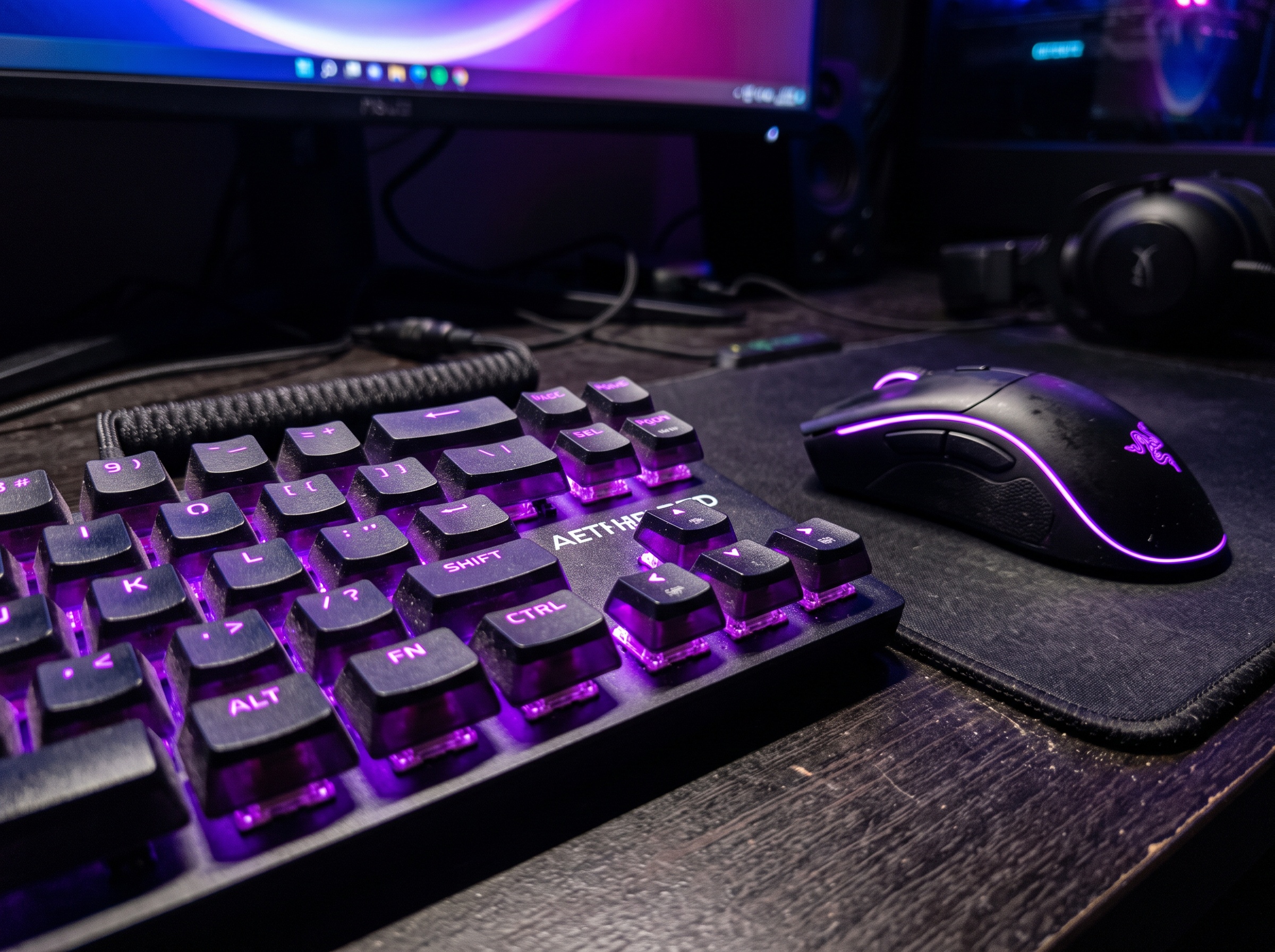 Teclado y mouse gaming con luces RGB